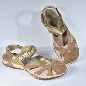 Merrell Otter Sandals Closed Toe Brown Green size 8